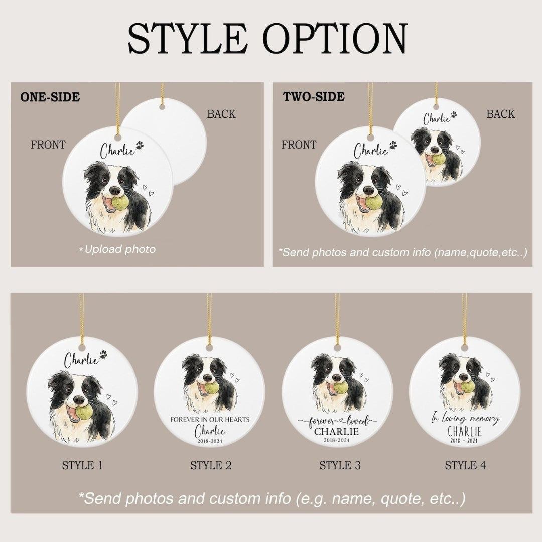 Personalized Watercolor Pet Photo Ceramic Ornament