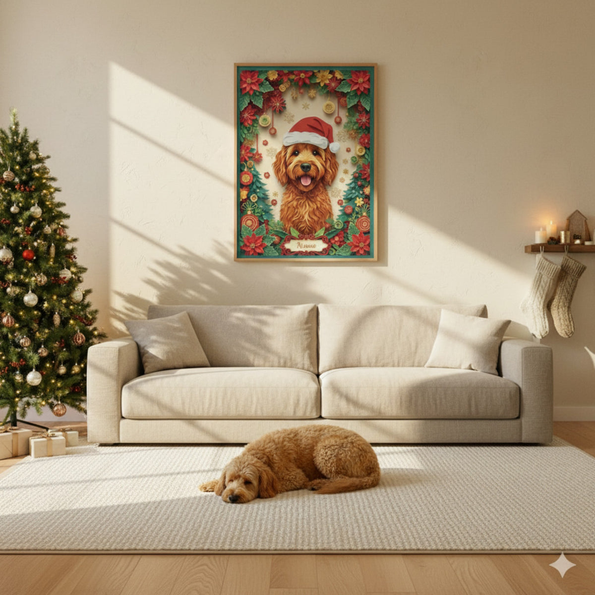 Personalized 3D Paper Cut Pet Portrait - Dog Memorial Christmas & Rainbow Art