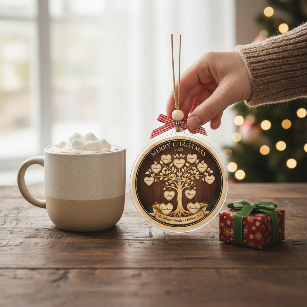 Personalized Family Tree Acrylic Ornament for Family
