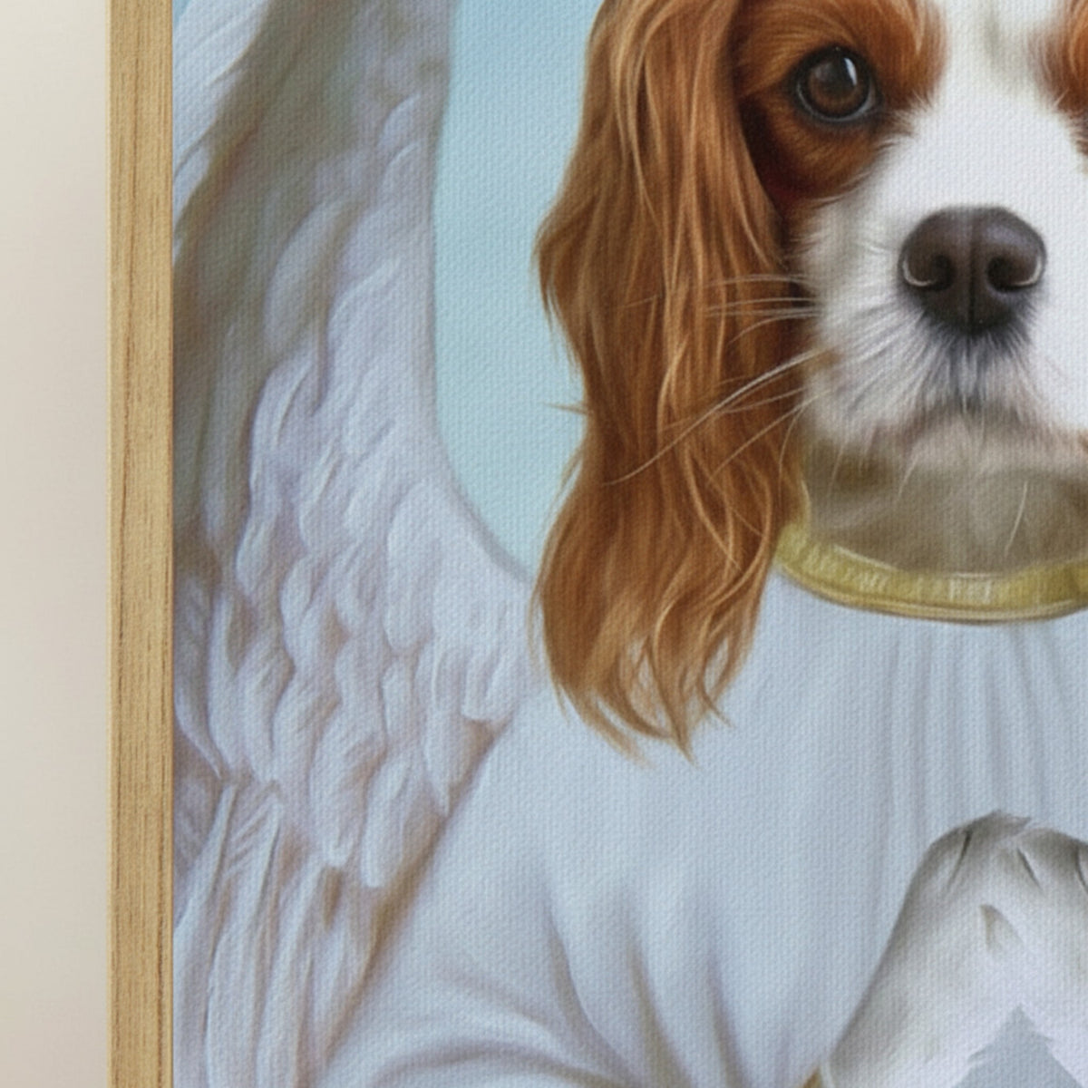 Personalized Pet Angel Portrait Canvas - Custom Dog Head on Angel Robe Keepsake