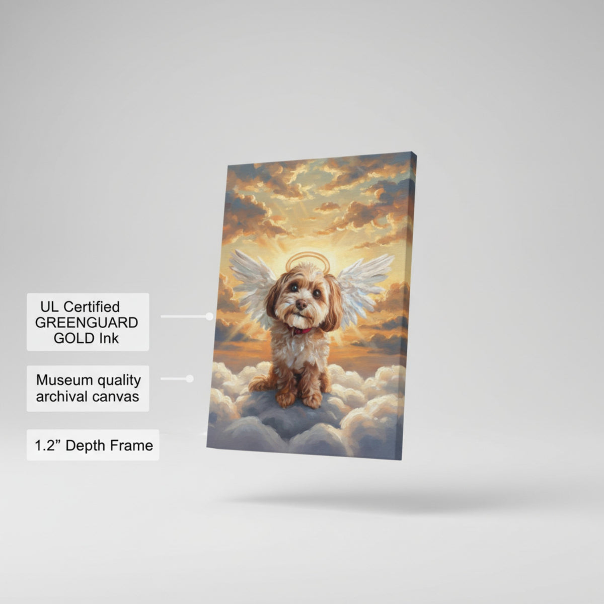 Personalized Pet Angel Portrait Canvas - Heaven Clouds & Angel Wings Keepsake