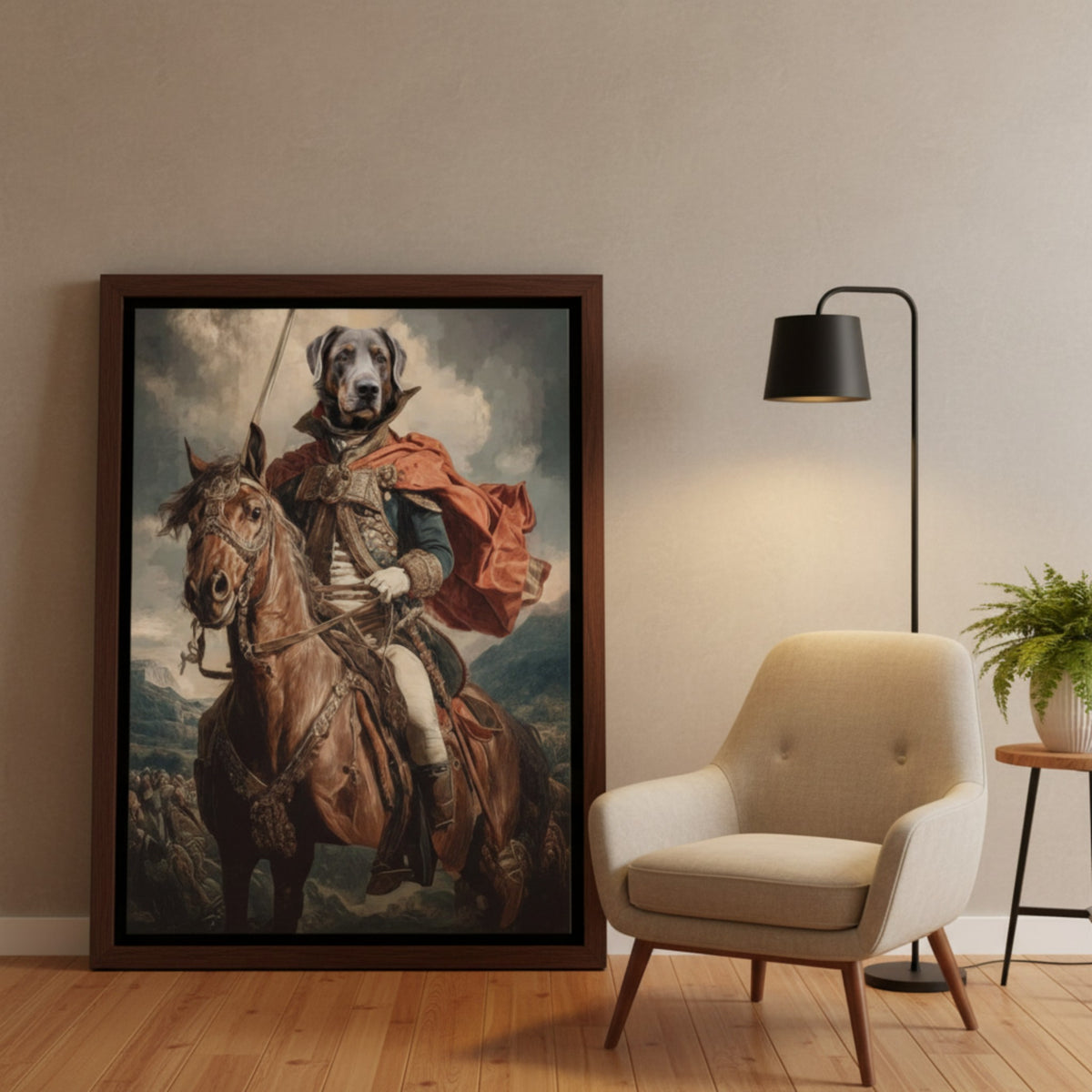 Pet Loss Keepsake Art - Personalized Military Dog Portrait Canvas Print