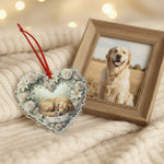 Personalized Pet Loss Memorial Ornament | Custom Photo Heart Wreath Sympathy Gift