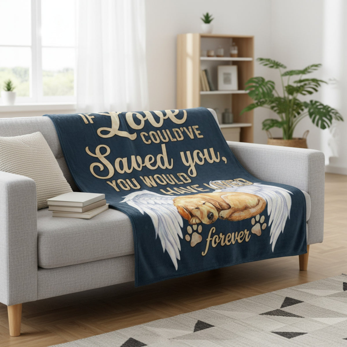 Custom Pet Loss Sympathy Gift Throw - "Lived Forever" Quote Remembrance Blanket