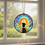 Personalized Rainbow Bridge Dog Memorial Ornament | Custom Pet Loss Suncatcher
