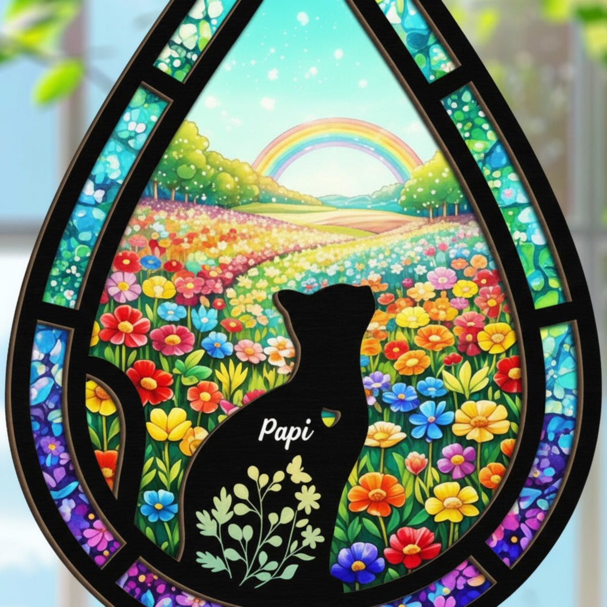 Teardrop Rainbow Bridge Pet Memorial Suncatcher Ornament