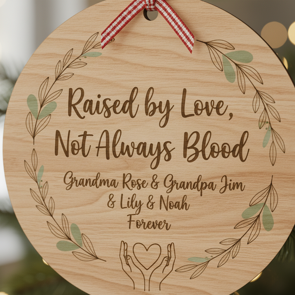 Raised by Love Personalized Wooden Ornament for Family