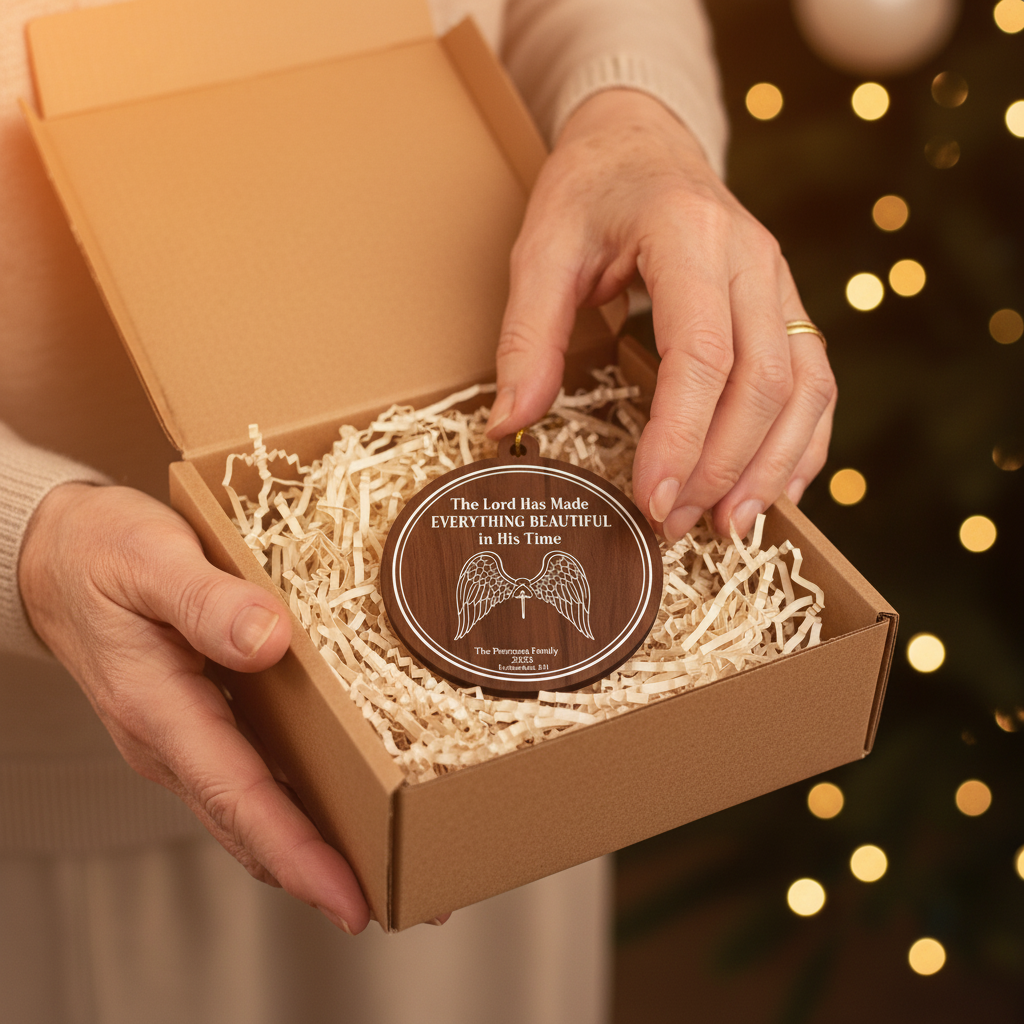 Religious Personalized Wooden Ornament for Family