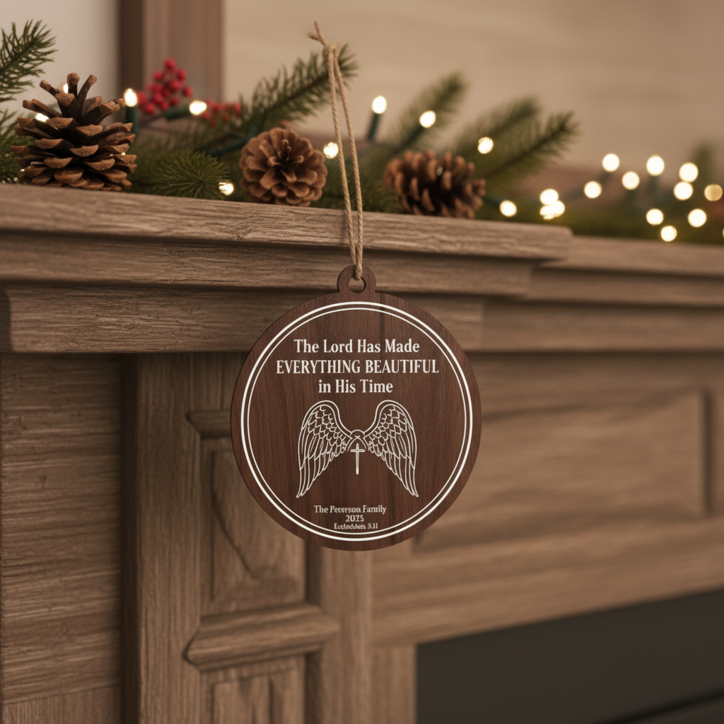 Religious Personalized Wooden Ornament for Family