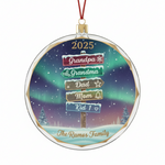 Northern Lights Family Personalized Glass Ornament