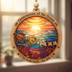 Generations Turtle Family Personalized 3-Layer Double-Sided Wooden Ornament