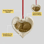 Sleeping Pet Angel Christmas Ornament - Custom Name Remembrance Heart Decor