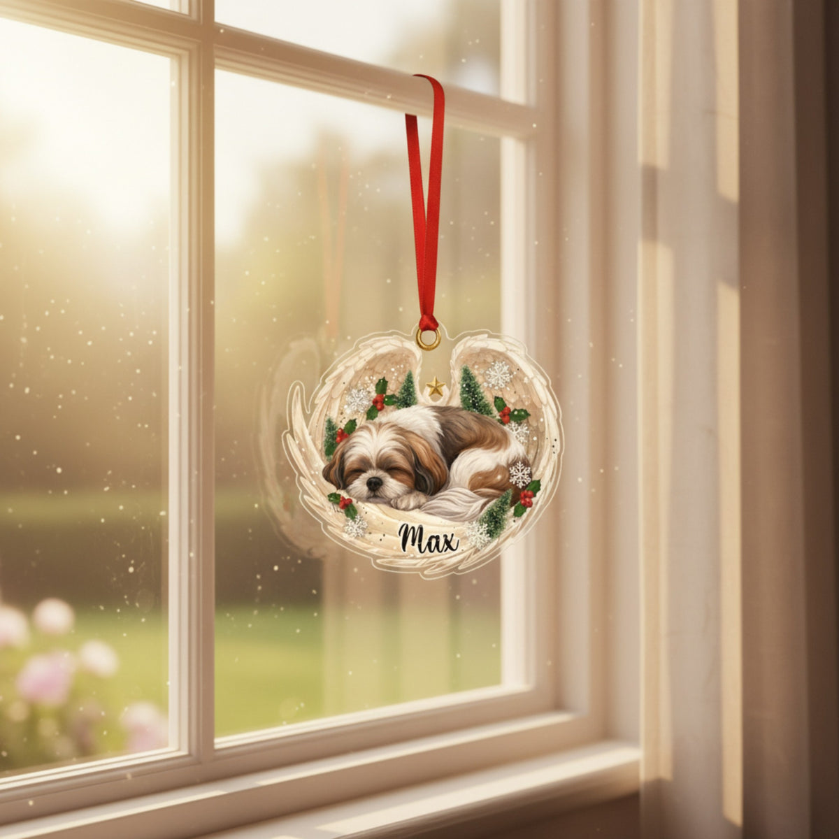 Sleeping Pet Angel Christmas Ornament with Custom Name