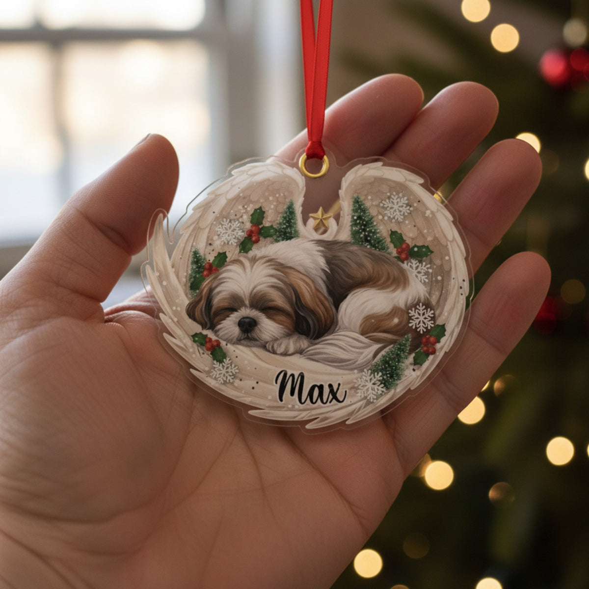 Sleeping Pet Angel Christmas Ornament with Custom Name