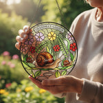 Snail Family Personalized Stained Glass Suncatcher – Custom Gift for Grandma