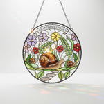 Snail Family Personalized Stained Glass Suncatcher – Custom Gift for Grandma