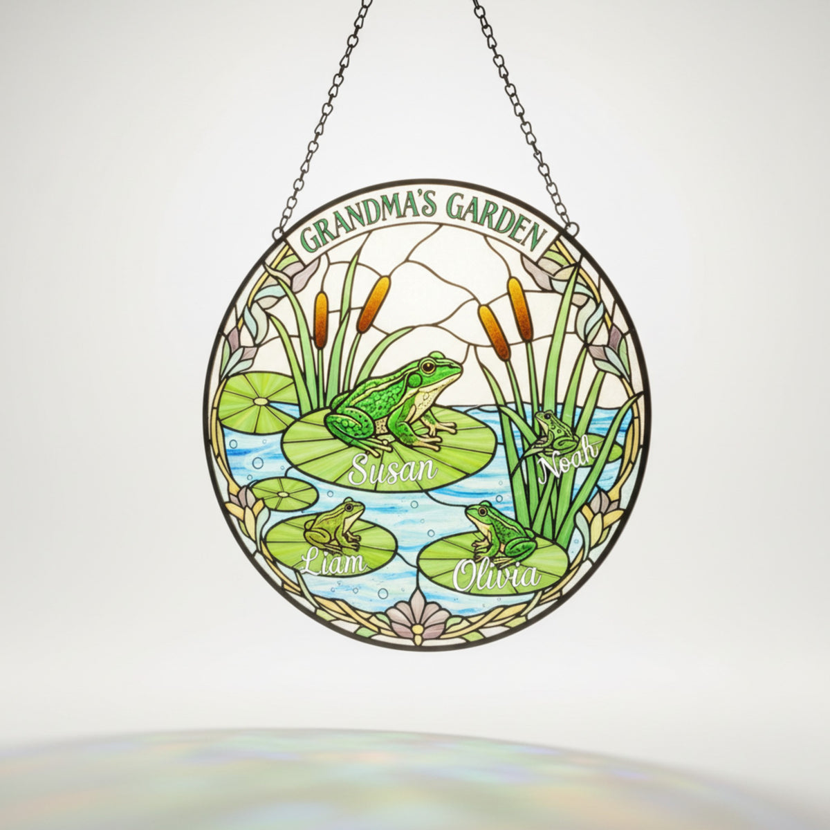 Grandma's Frog Garden Suncatcher – Custom Names Gift