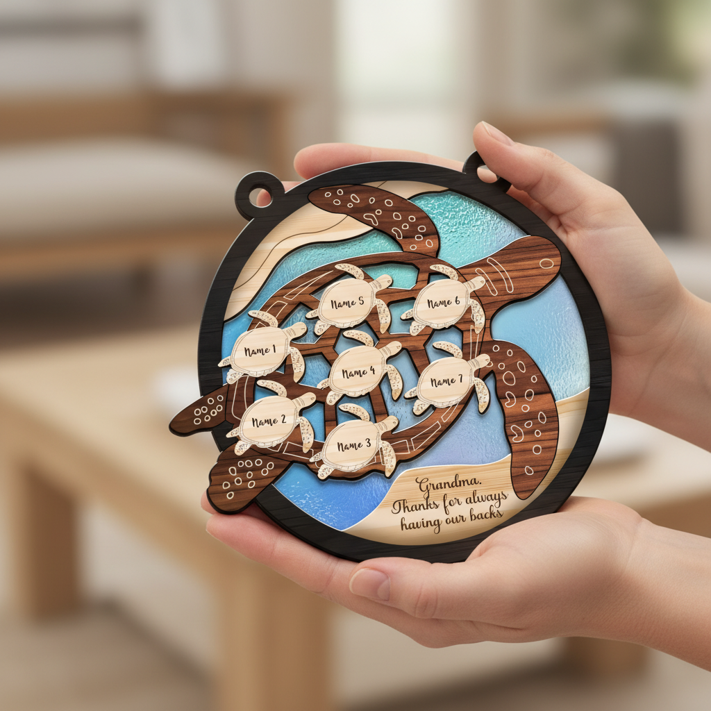 Turtle Family Suncatcher Ornament for Grandma
