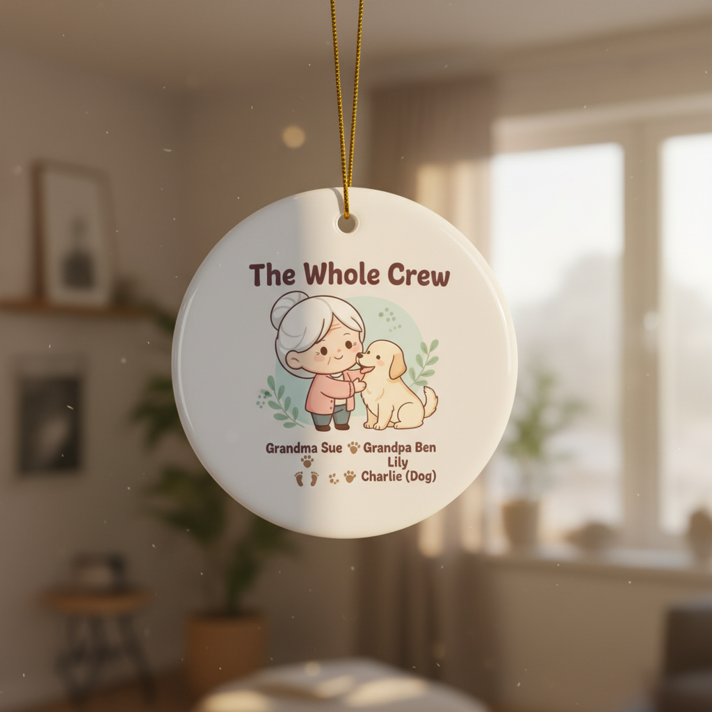 The Whole Crew Personalized Ceramic Ornament for Grandparents