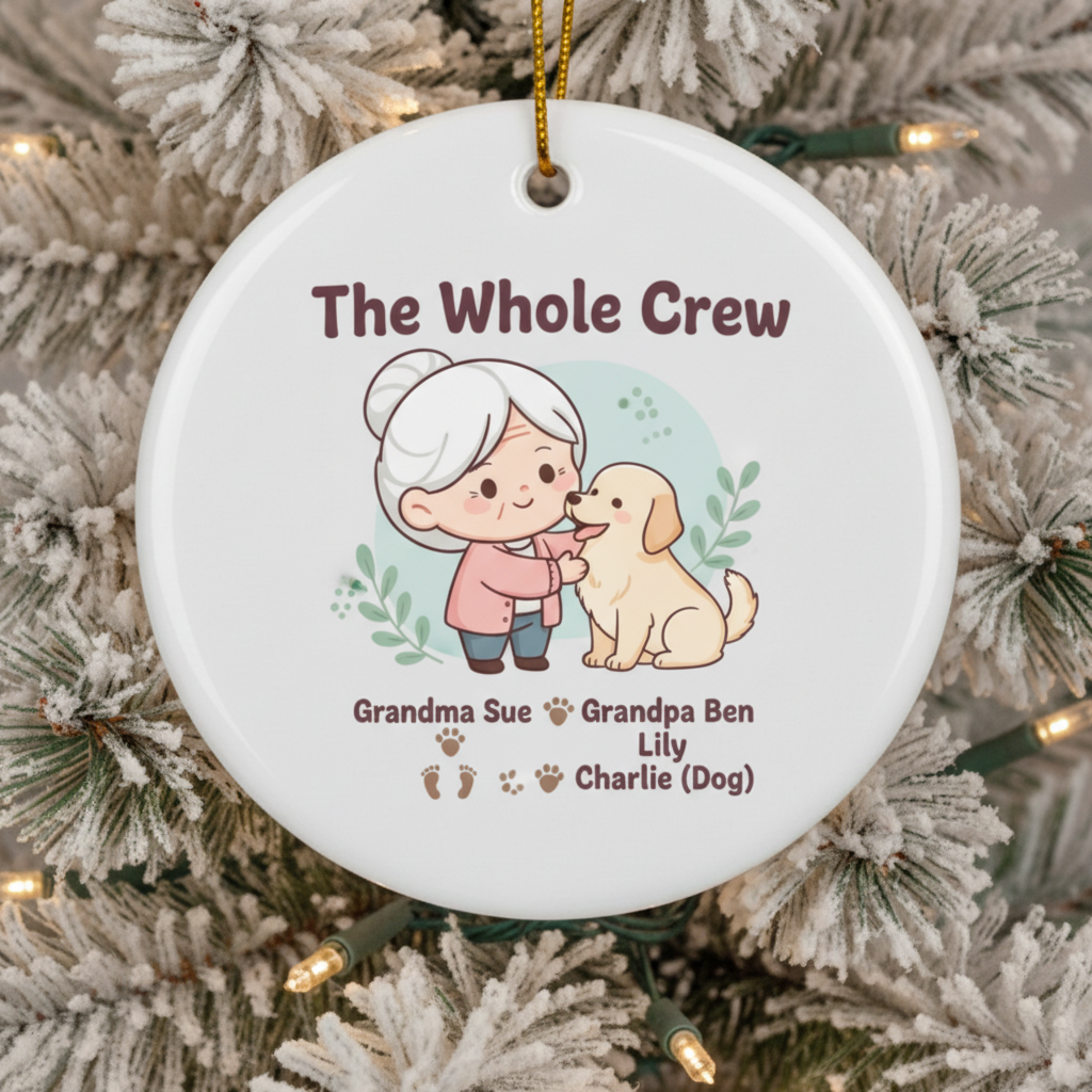 The Whole Crew Personalized Ceramic Ornament for Grandparents