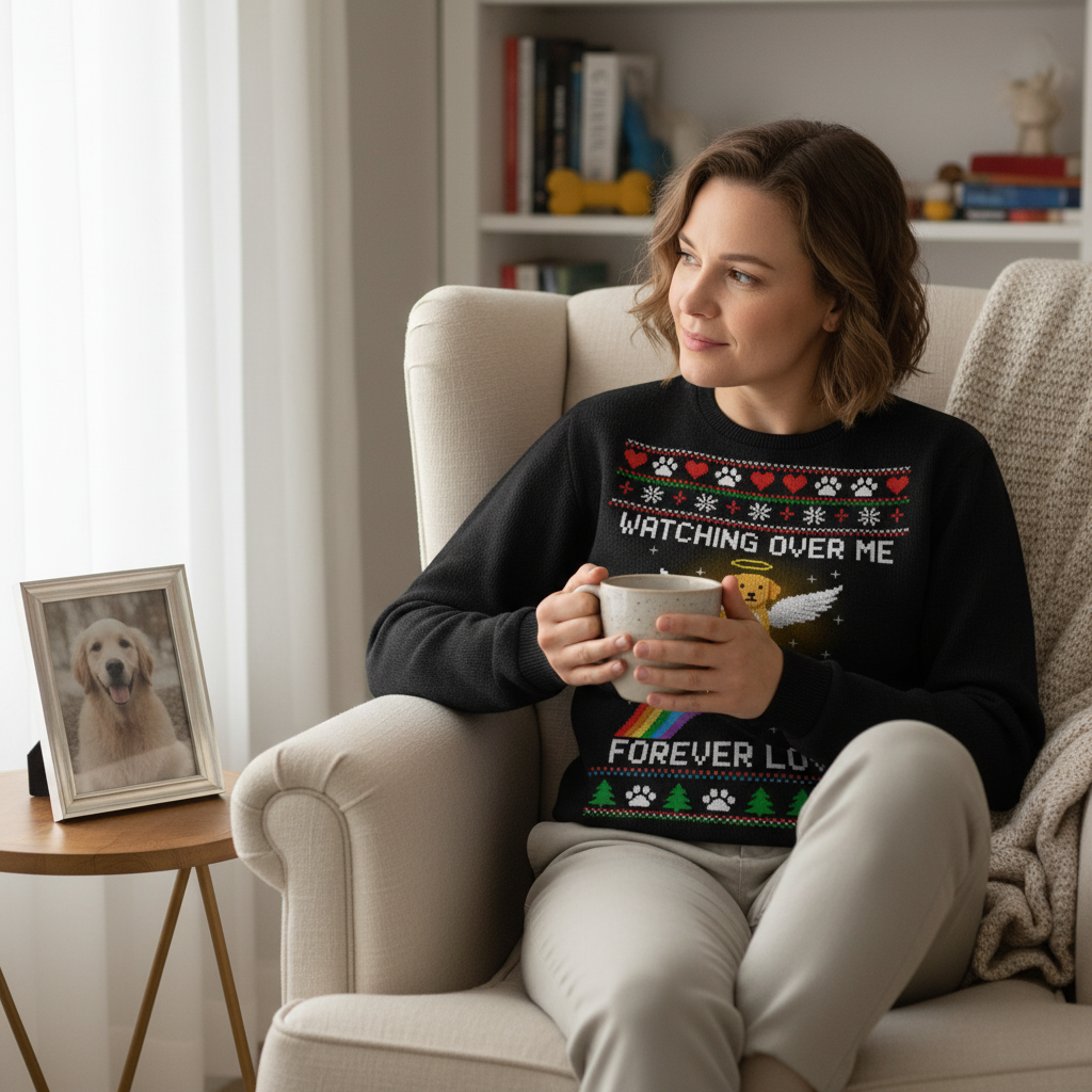 Angel Dog Memorial Ugly Christmas Sweatshirt for Pet Owners