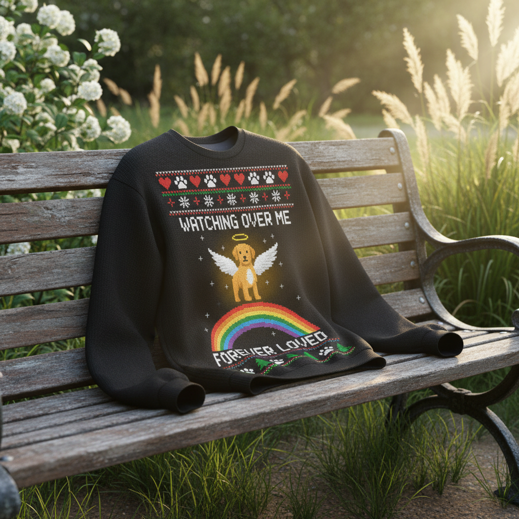 Angel Dog Memorial Ugly Christmas Sweatshirt for Pet Owners