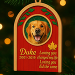 Memorial Leaf Frame Ornament for Pet Lovers – Custom Photo Wooden Tribute
