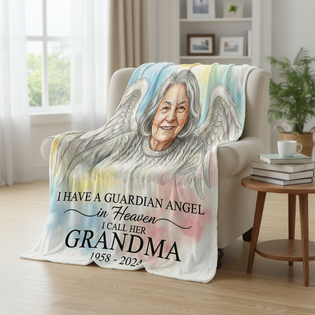 Personalized Grandma Memorial Photo Blanket | Sympathy Gift