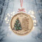 Custom Family Christmas Signpost 3-Layer Double-Sided Wooden Ornament