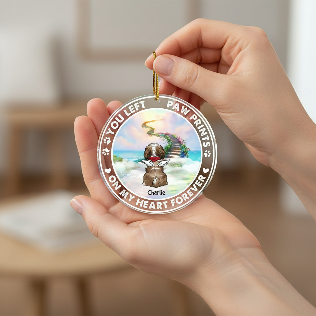 Memorial Rainbow Bridge Ornament for Pet Lovers – Custom Name Acrylic Keepsake