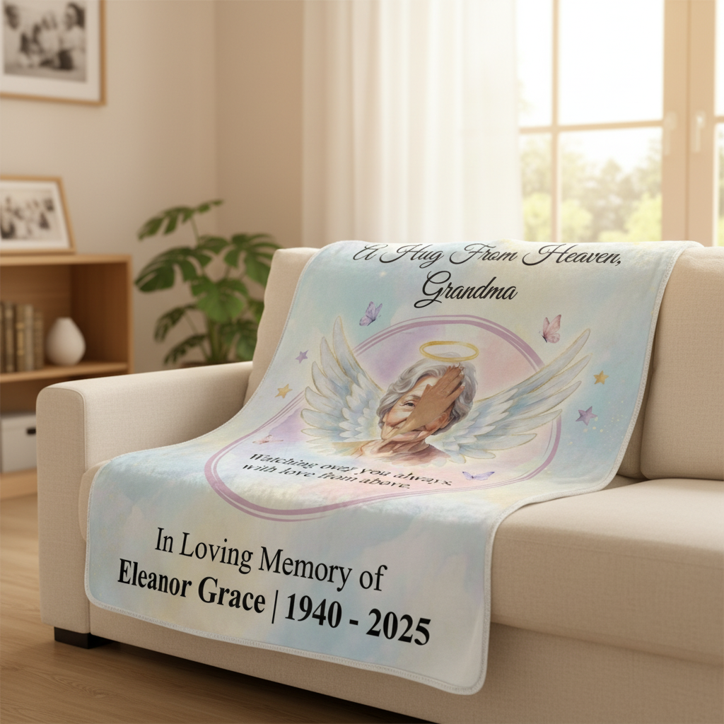 Custom Photo Grandma Memorial Blanket | Sympathy Gift