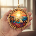 Generations Turtle Family Personalized 3-Layer Double-Sided Wooden Ornament