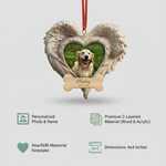 Memorial Heart Wings Ornament for Pet Lovers – Custom Photo Wooden Keepsake