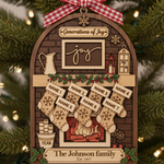 Custom 3-Layer Double-Sided Wooden Ornament with Names & Year