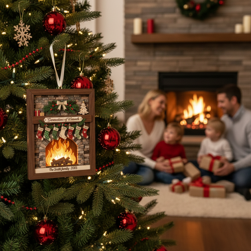 Personalized 3-Layer Wooden Ornament with Names & Year