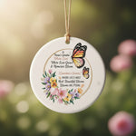 Butterfly Garden Ceramic Ornament for Nana – Personalized Floral Love and Memory Keepsake