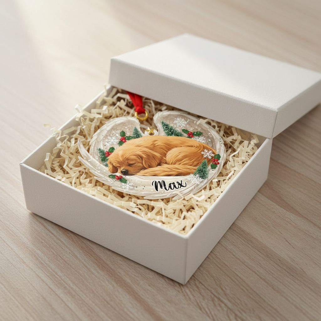 Memorial Angel Wings Ornament for Pet Lovers – Custom Photo Acrylic Keepsake
