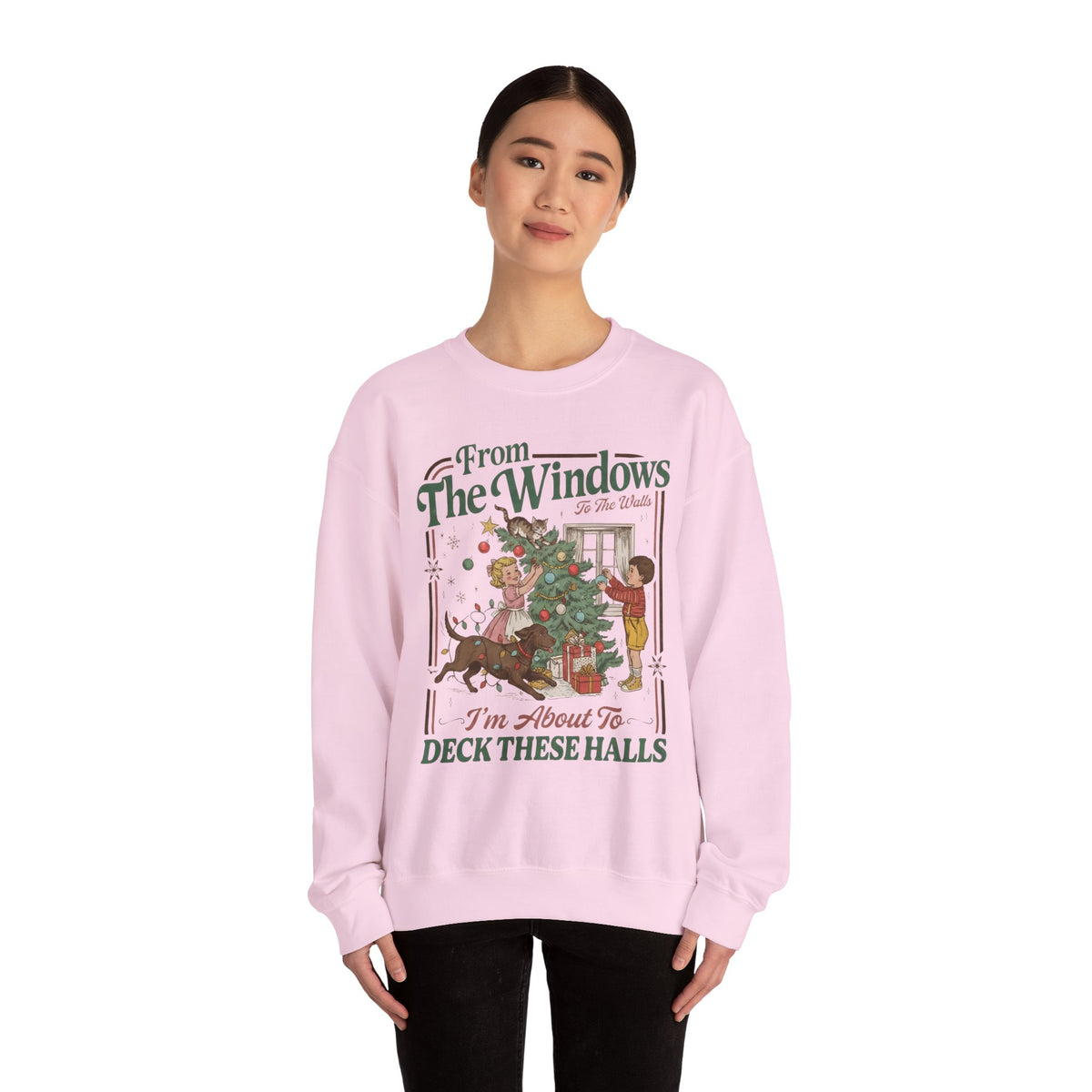 Vintage Christmas “Deck These Halls” Sweatshirt – From The Windows Holiday Crewneck