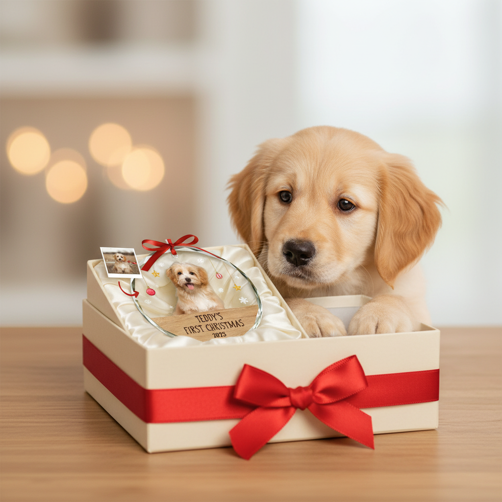 Personalized Photo Dog's First Christmas Ornament
