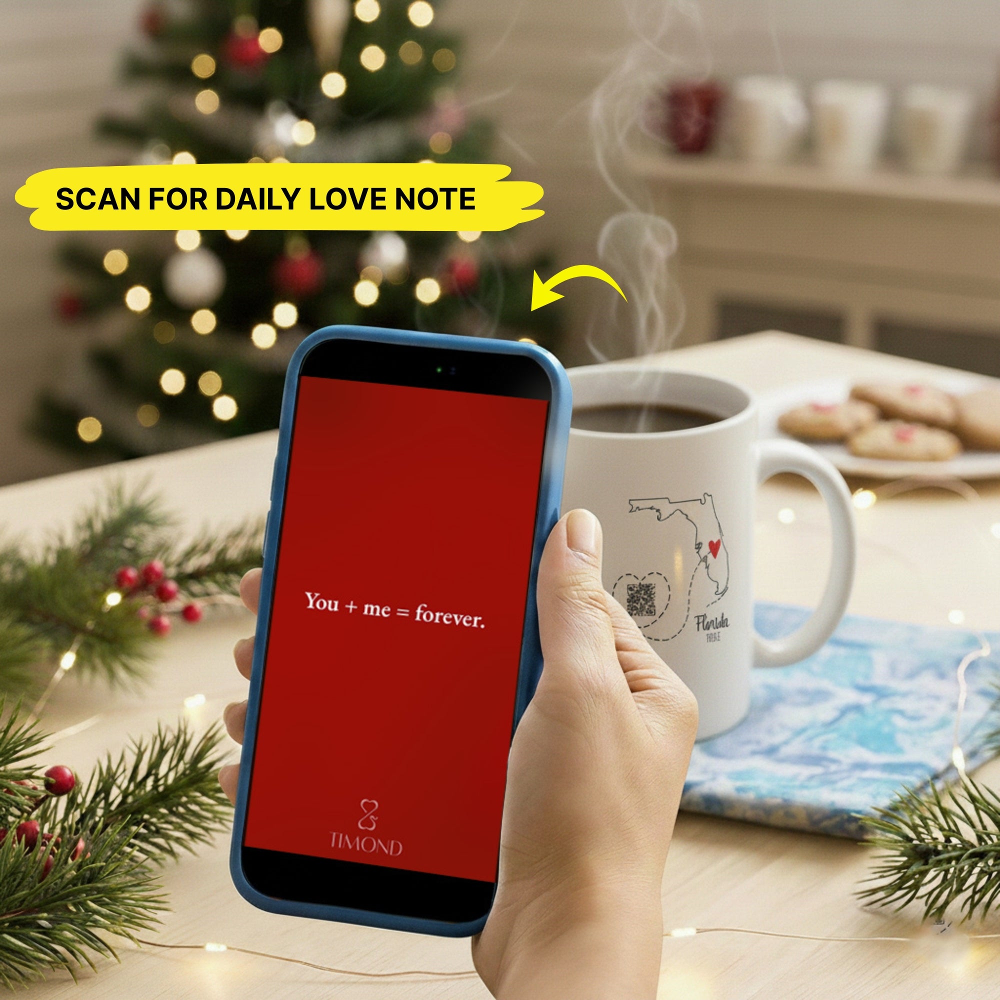 Personalized Names with I Love You Always and Forever Long Distance Couple QR Mug