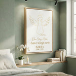 Gold Angel Dog Memorial Frame - Personalized Minimalist Pet Loss Line Art Canvas/ Poster