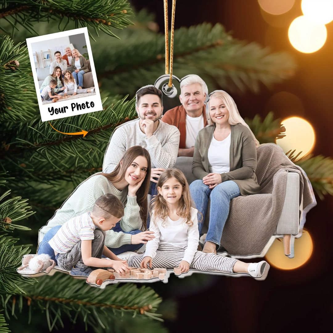 Custom Christmas Family Photo Acrylic Ornament for Multi-Generation Family
