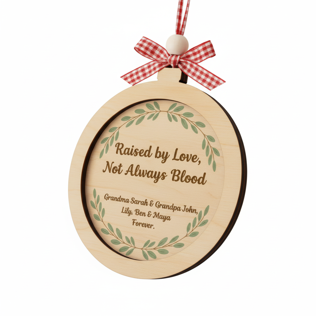 Personalized Grandfamily 2 Layered Wooden Ornament