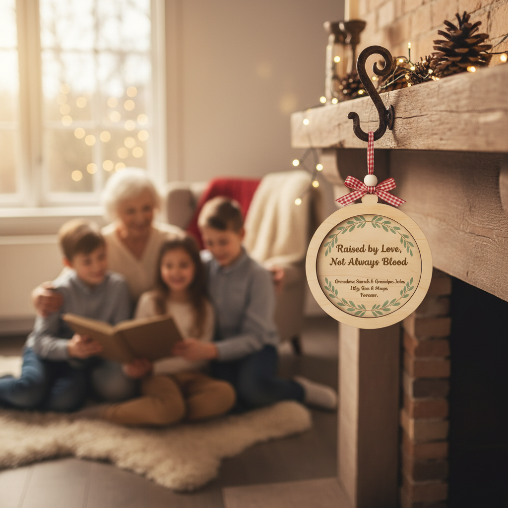 Personalized Grandfamily 2 Layered Wooden Ornament