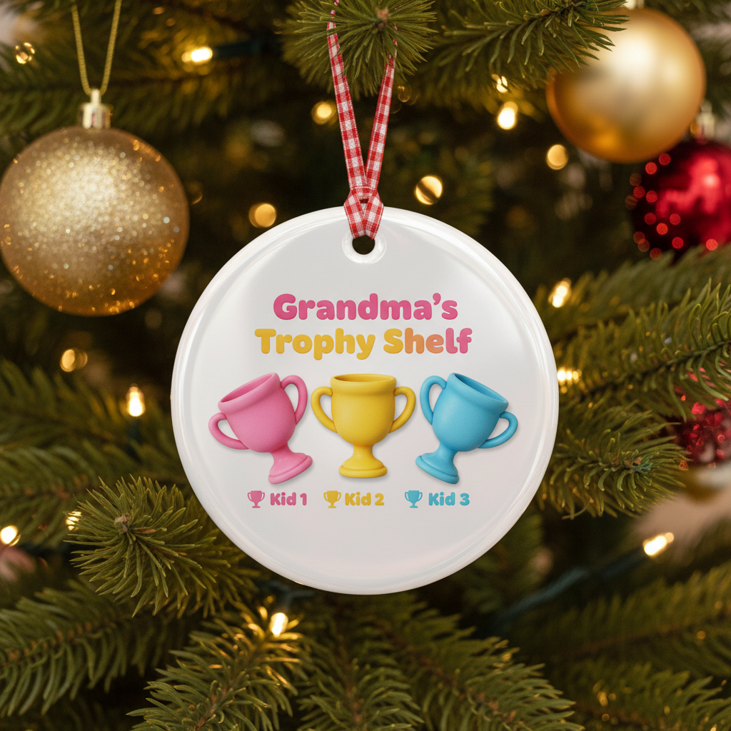 Trophy Shelf Personalized Ceramic Ornament for Grandma