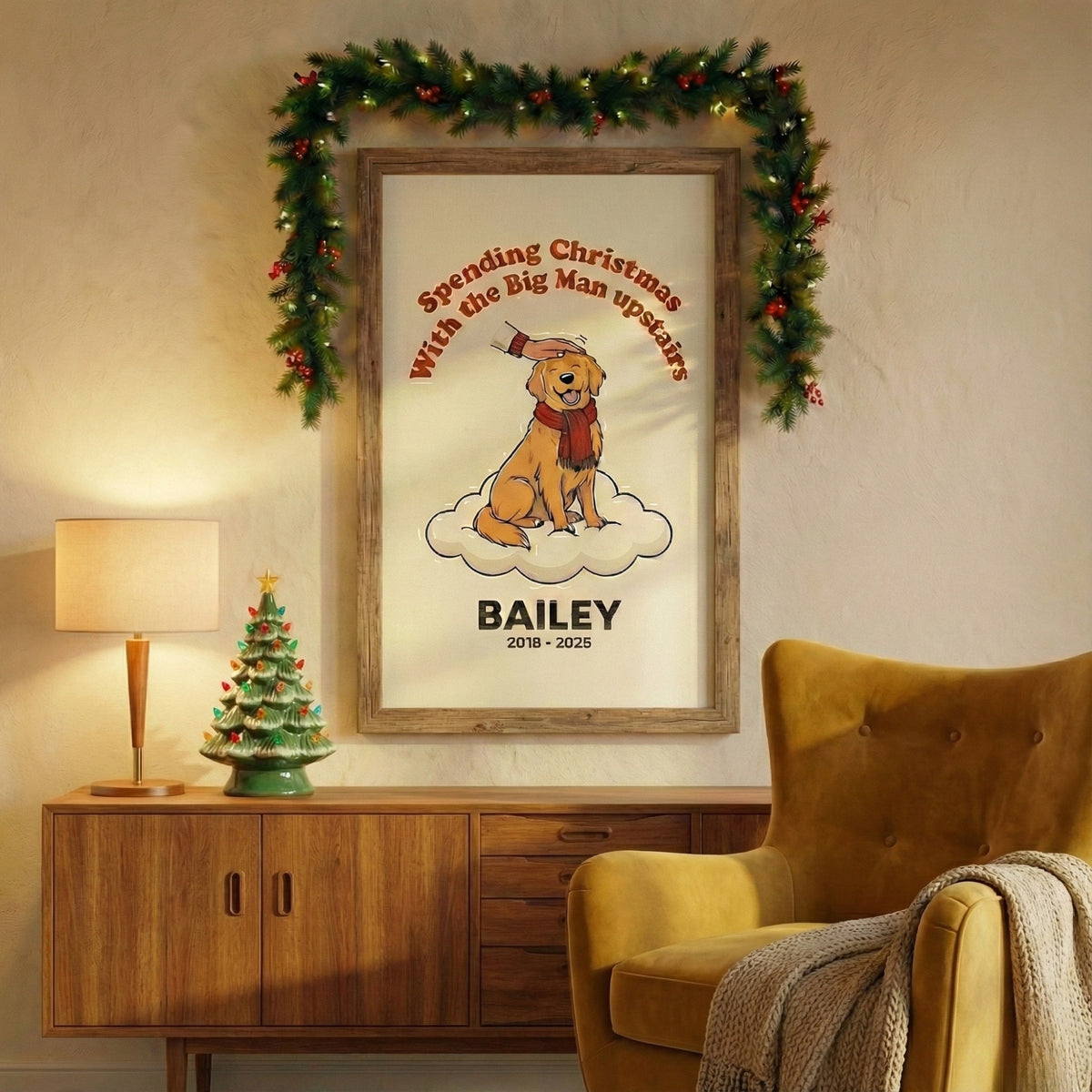 Christmas Dog Memorial Canvas/ Poster- Spending the Holidays with the Angels