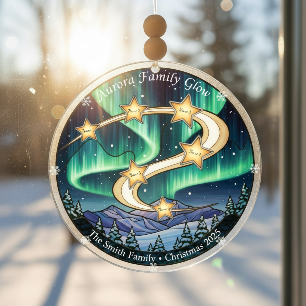 Aurora Lights Personalized Family Acrylic Ornament