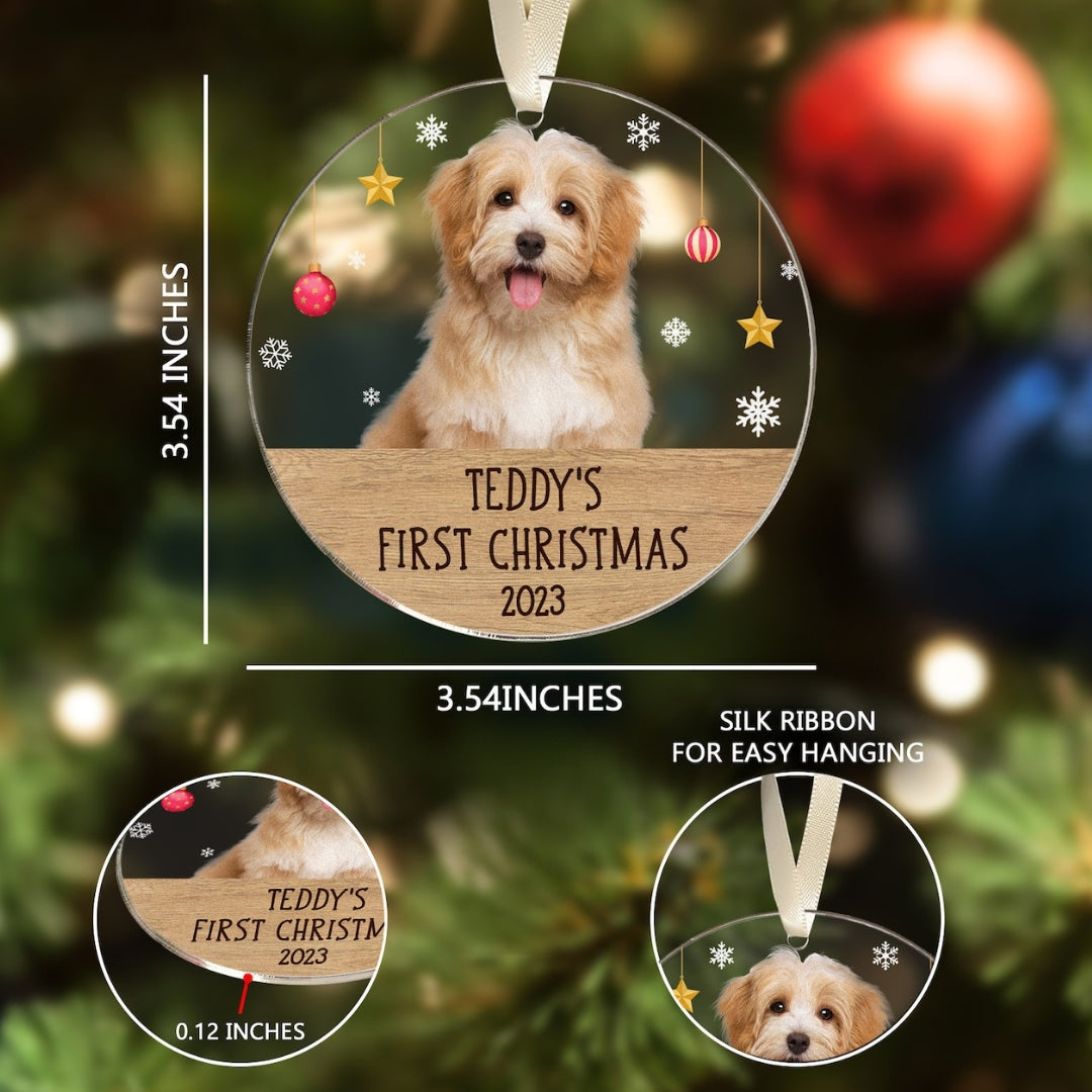 Personalized Photo Dog's First Christmas Ornament
