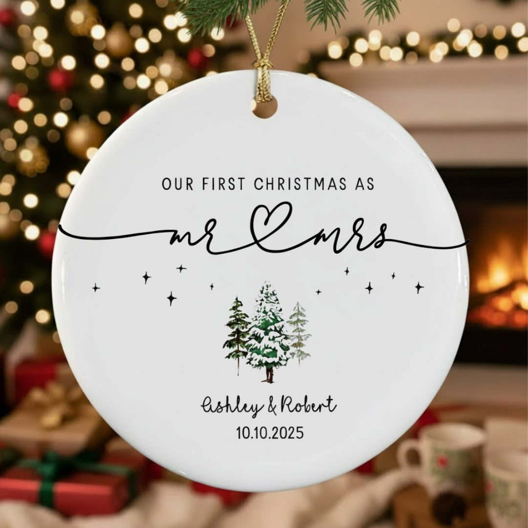 Personalized Our 1st Christmas Mr & Mrs Ornament with Love Card