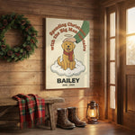 Retro Christmas Dog Memorial Canvas - Big Man Upstairs Quote, Personalized Holiday Pet Loss Gift